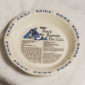 EUC! Vintage 1983 Watkins Dutch Brownie Pie Plate 10 1/2" - With Recipe